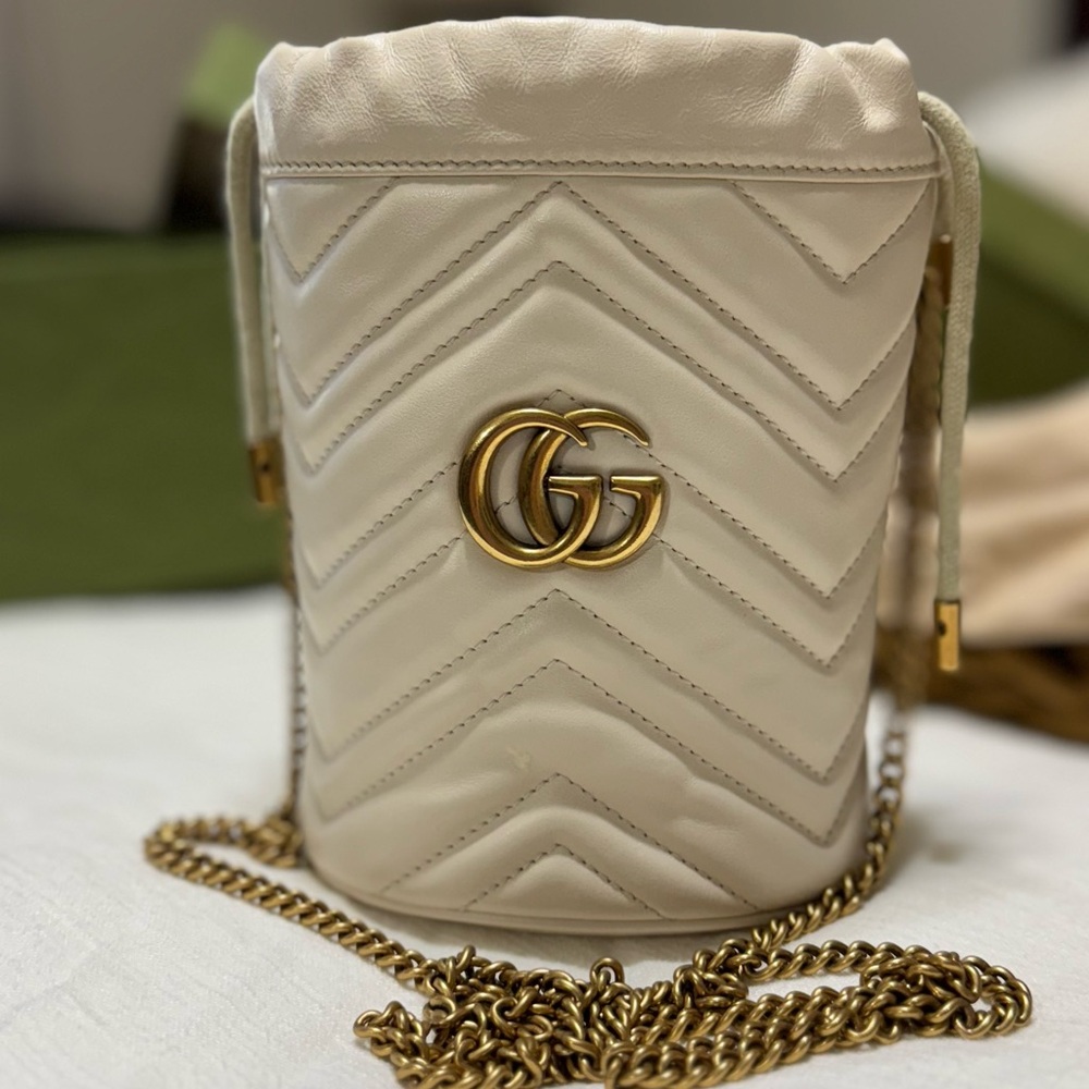 Gucci Cream Quilted Crossbody Bag with Gold Accents